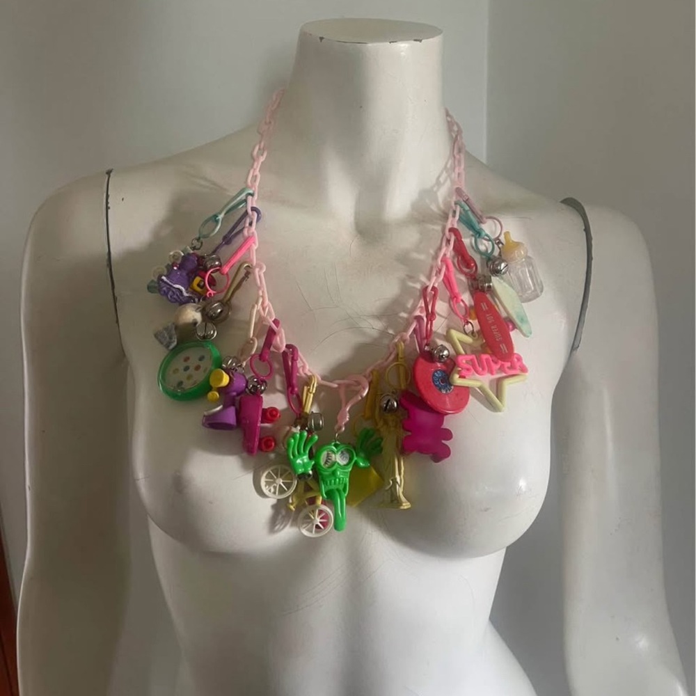 Vintage 80’s Bell Plastic Charm Necklace